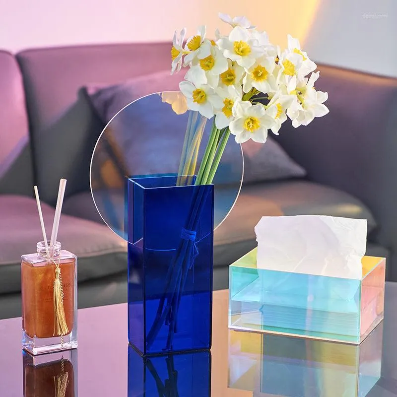 Vazolar Nordic Ins Akrilik Hidroponik Vazo Yaratıcı Oturma Odası Çiçek Düzenlemesi Lüks Tablo Özet Sanat Modelleme Ev Dekorasyonu