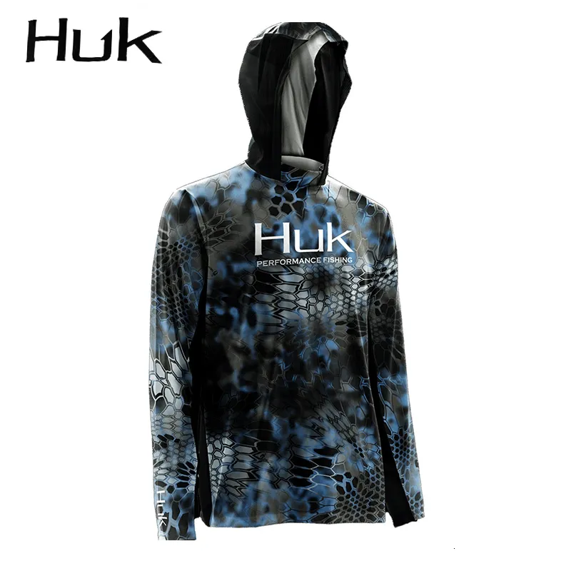 Outdoor Shirts HUK Men Fishing Long Sleeve Hooded Shirts Blusas