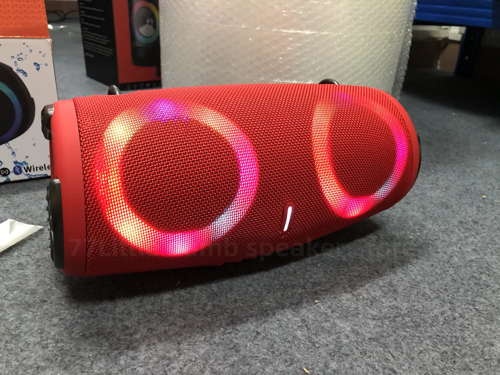 Altavoz bluetooth portátil de alta potencia, subwoofer inalámbrico de 100W,  con luz RGB colorida, resistente al agua, estéreo envolvente 360, TWS, FM