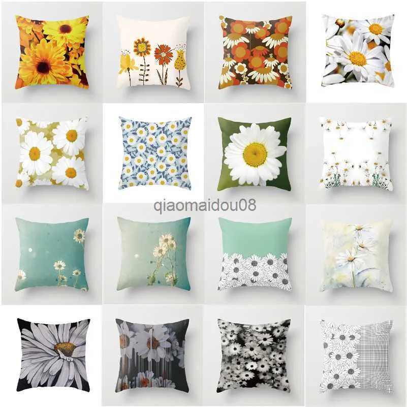 Pillow Case Daisy Flower Series Sofa Kreatywna poduszka Cover Cover Decor Decor Party HKD230817