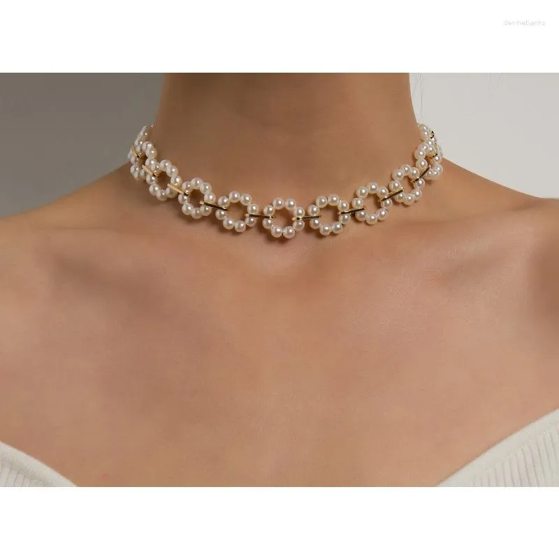 Ketten runden Blumenperlen CHOKER Kreative Schlüsselbeutel Kette Einfache Halsketten für Frauen Party Hochzeit Schmuck Geschenk gute Wahl