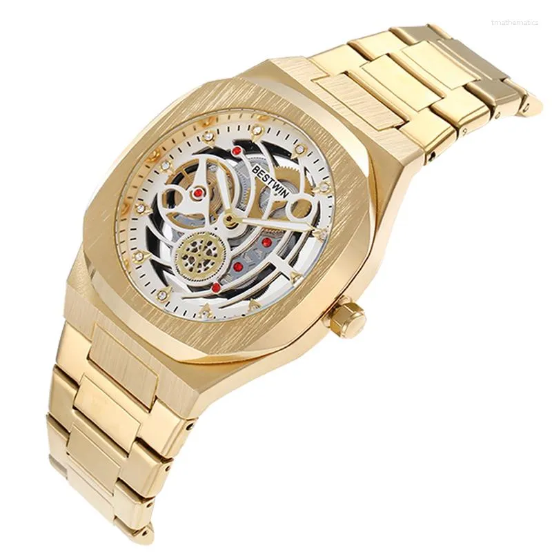 Luxury Mens Black Gold Dial Quartz Art Deco Wristwatches With Skeleton  Steampunk Design Classic Brand Business Man Diamond Watch From  Tmathematics, $21.96