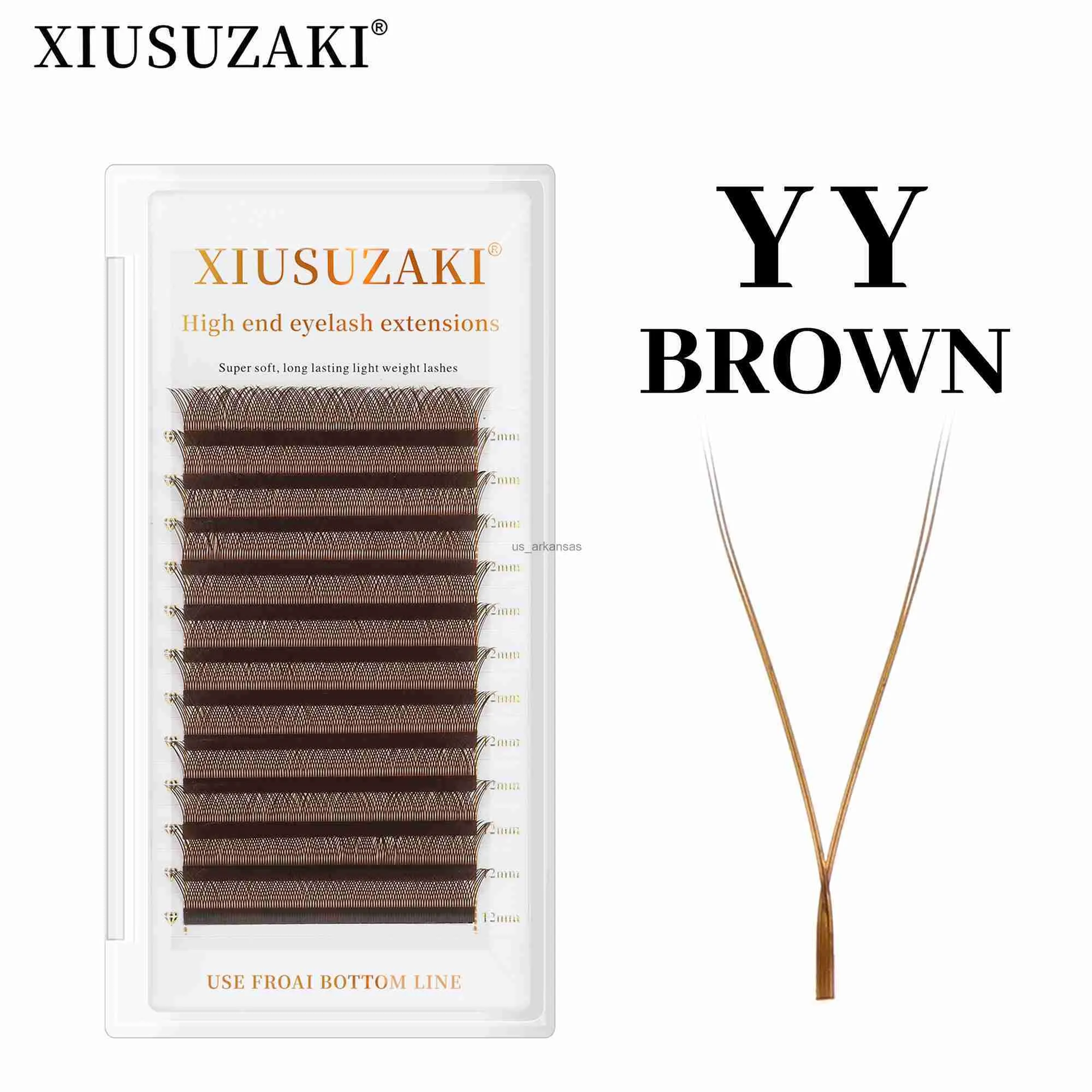 Falska ögonfransar xiusuzaki brun yy form trippel tips hand vävtpremium mjukt ljus naturliga ögonfransar extensionsupplies hkd230817