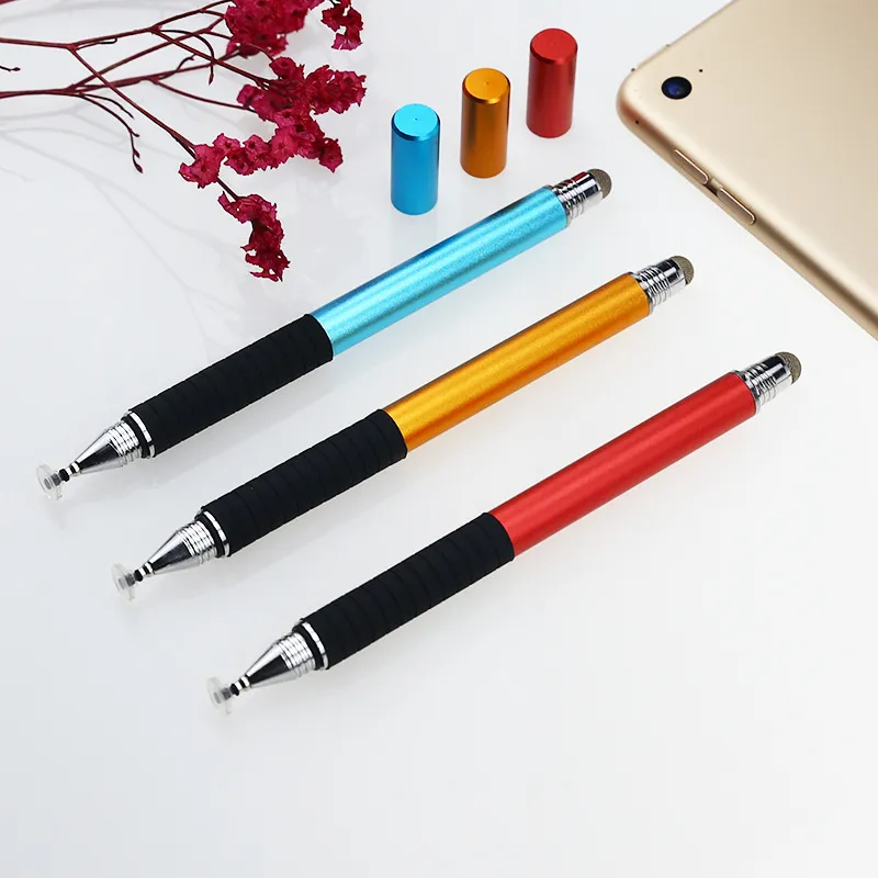 wholesale Double Sides Disc & Fiber Tip 2 in 1 Stylus Pen Thailand High Sensitivity Universal Disk compatible for Smartphone PC Tablets Capacitive Touch Screens