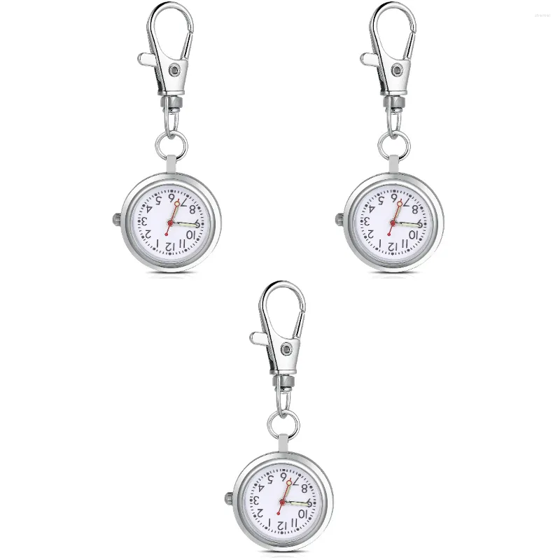 Taschenuhrs 3PCS Watch Luminous Zeigters Kreative Schlüsselbundschlüsselschnalle für Frauen Männer hängen