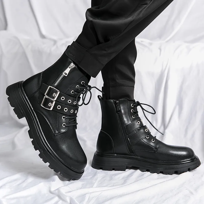 Boots Luxury Brand Black Men's Chelsea Boots Gothic Biker Boots Men's Casual Leather Outdoor Boots Ankle Boots for Men MO-51382 230816