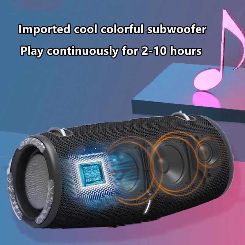 Altavoz bluetooth portátil de alta potencia, subwoofer inalámbrico de 100W,  con luz RGB colorida, resistente al agua, estéreo envolvente 360, TWS, FM