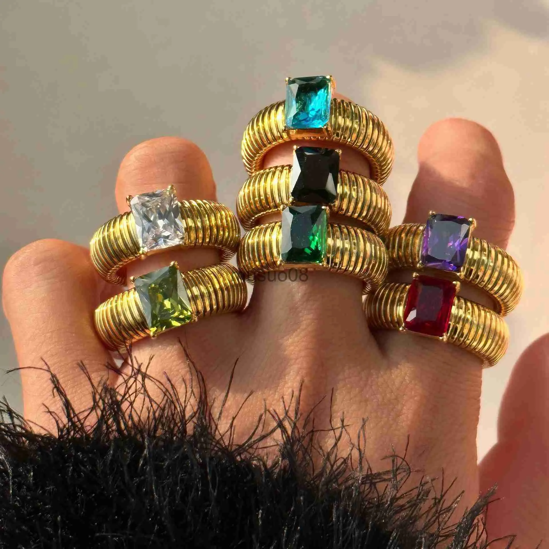 Anelli Di Banda Nuovo INS Acciaio Inossidabile Anello Zircone