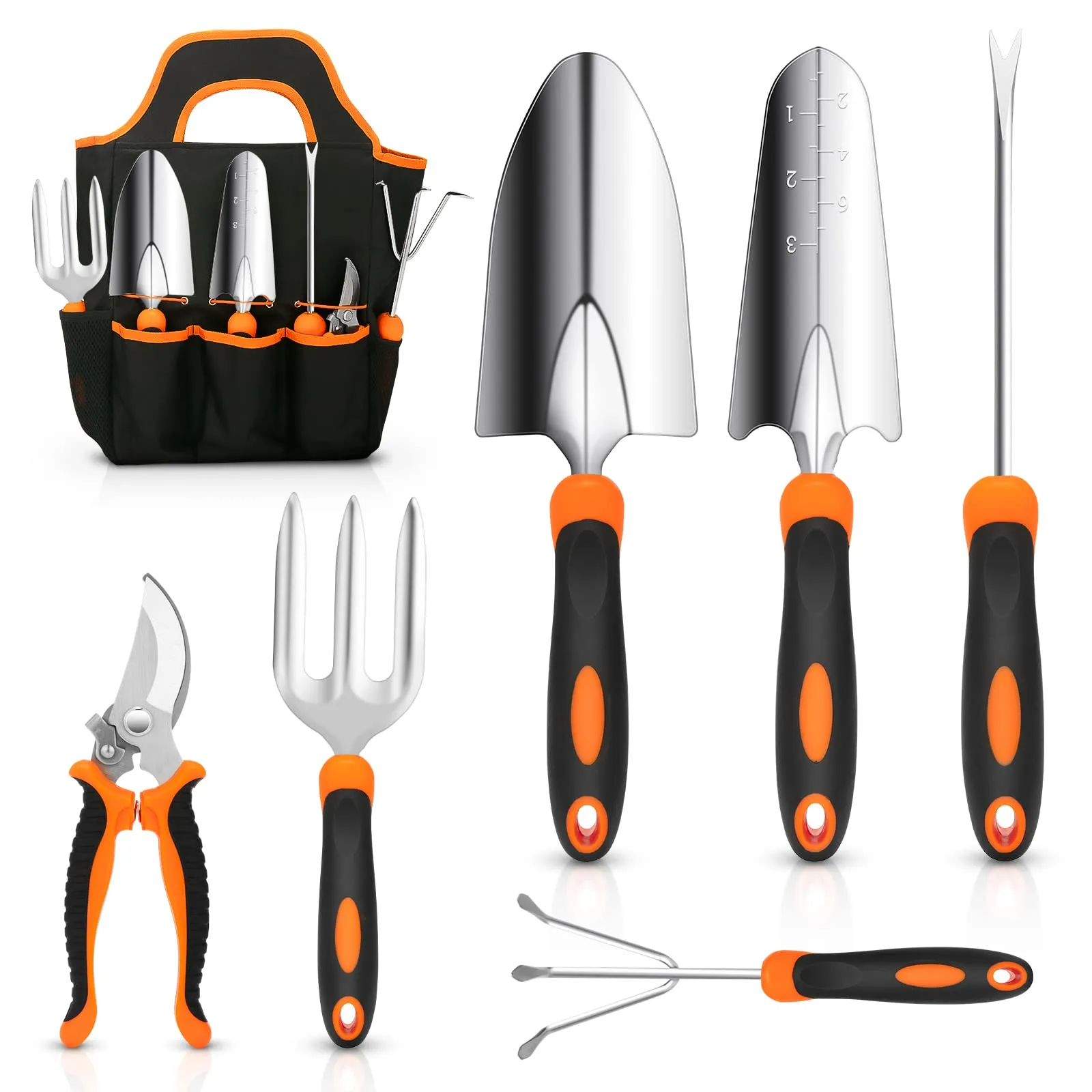 Yueuxuan Garden Tool Set Rostfritt stål Tungt trädgårdsreparationssats med glidgummi Grip Storage Tygväska Utomhus Handverktyg Ideal Trädgårdsverktygssats gåvor