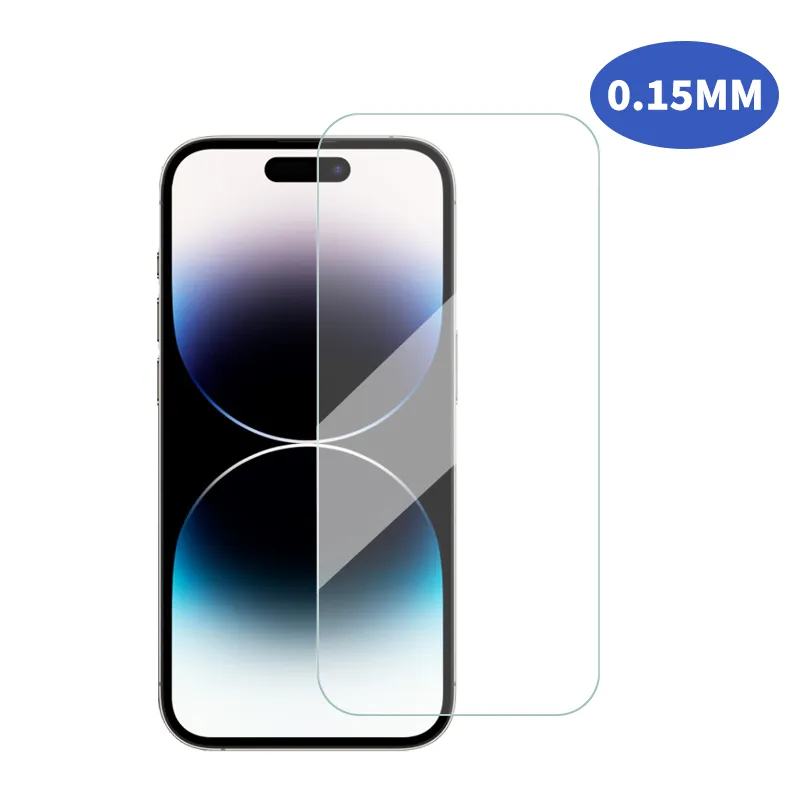 0,15 mm Ultra Thin Screen Protector för iPhone 14 13 12 11 Pro Max XS SE2 3 HD 9H 9H Tempererat Glass 2.5D Shield Premium Quality with Retail Package