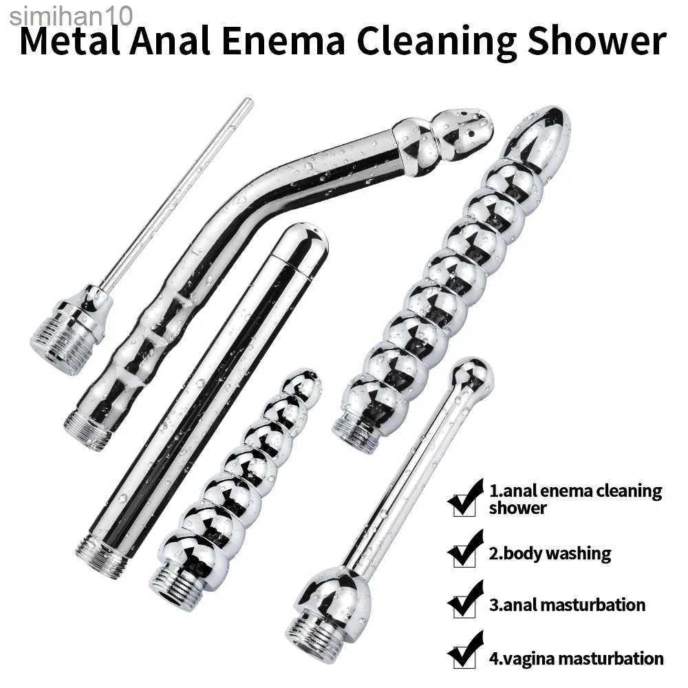 Juguetes anal bidet grifos apresurados enemigador de limpieza de duchas anal duche con 3 estilos enchufe enema de metal limpiador anal tope top hkd230816