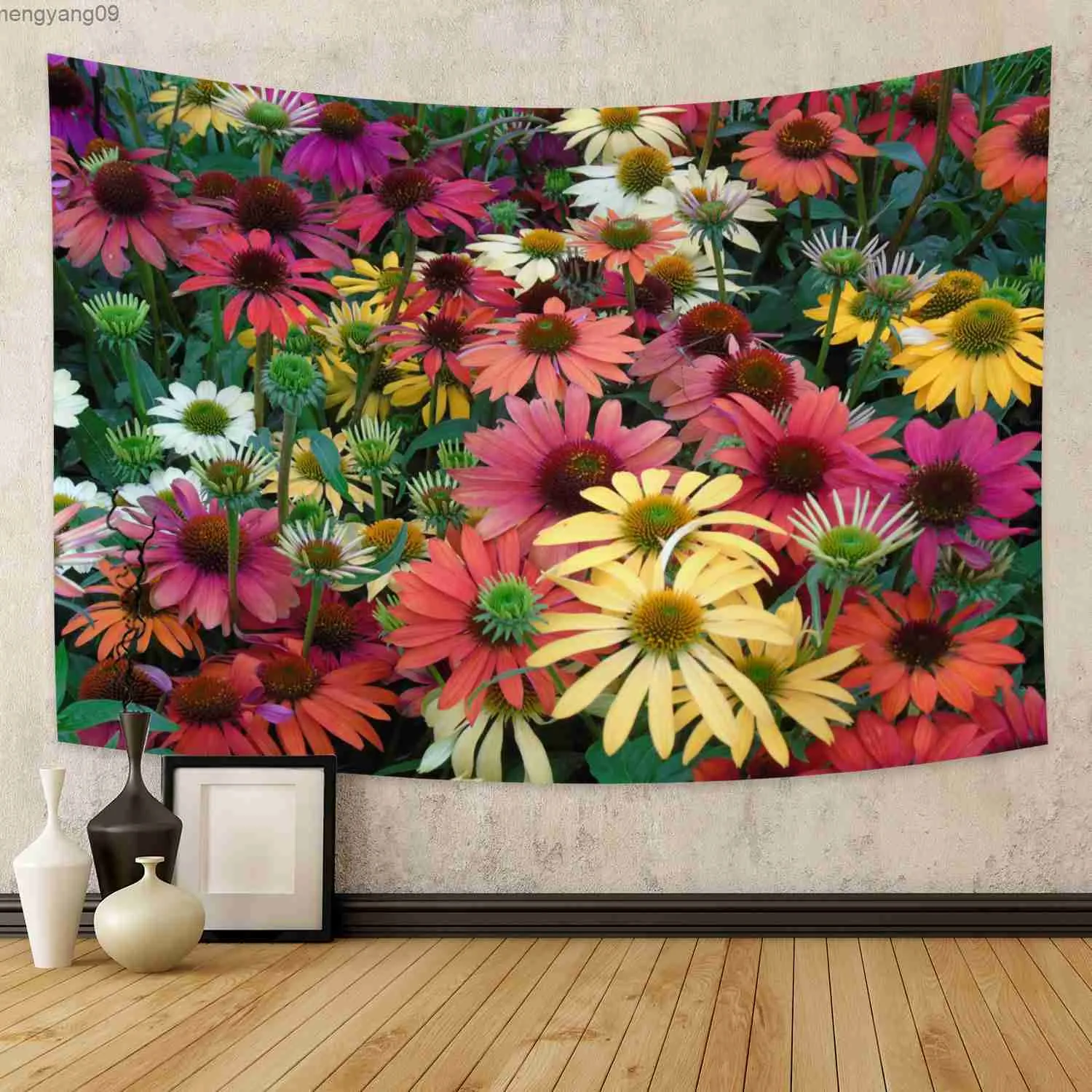 Tapestries Floral Wall Tapestry for Girls Colorful Pink Yellow Flower Tapestry Wall Hanging for Bedroom Romantic Spring Aesthetic Tapestry R230817