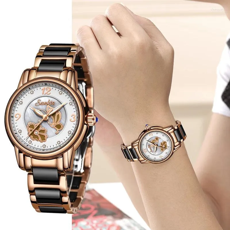 Wristwatches Women Quartz Watch Ladies Simple Butterfly Flower Wrist Watches Bracelet Female Waterproof For Mother Gitfs