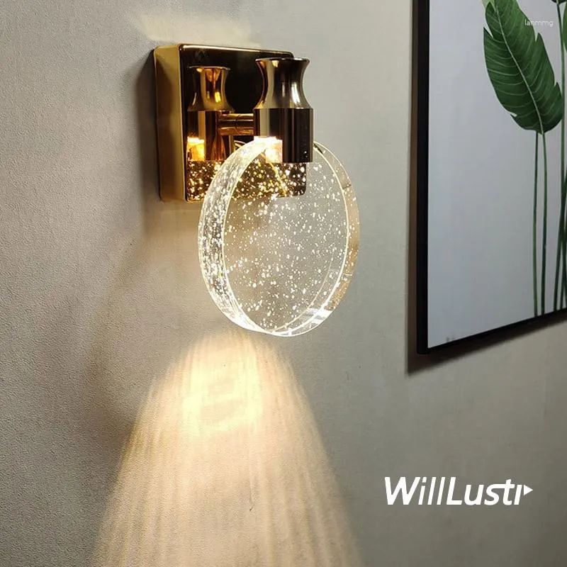 Lampa ścienna nowoczesne krystaliczne światło luksusowy metalowy el restauracja kawiarnia kawiarnia próżność lustro łóżka złota srebrna kinkiet LED