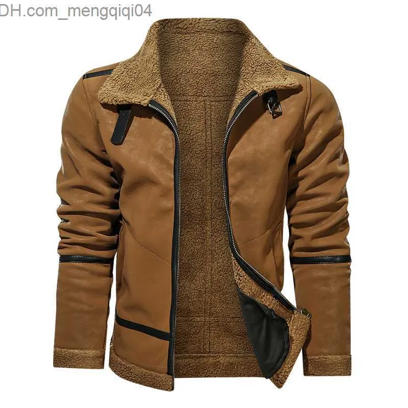Military Bomber PU Leather Warm Jackets For Men For Men Winter