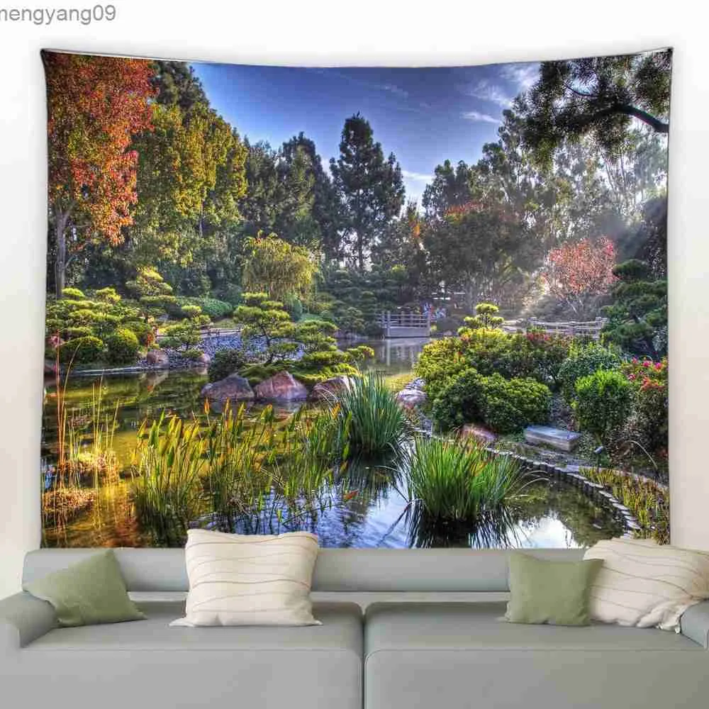 Arazzi Asteetic Room Decor decorazioni per paesaggi a molla per paesaggio muro appeso a fiore naturale scenario asciugamano da spiaggia coperta R230817