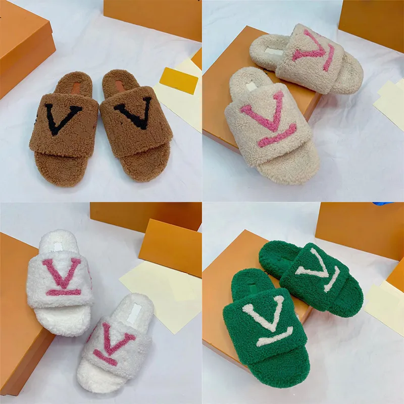 Дизайнерские слайды Slippers Sandals Alphabet Designer обувь плюшевые зимние зимние сандалии с твердым цветом пушистые пушистые тапочки женские повседневные