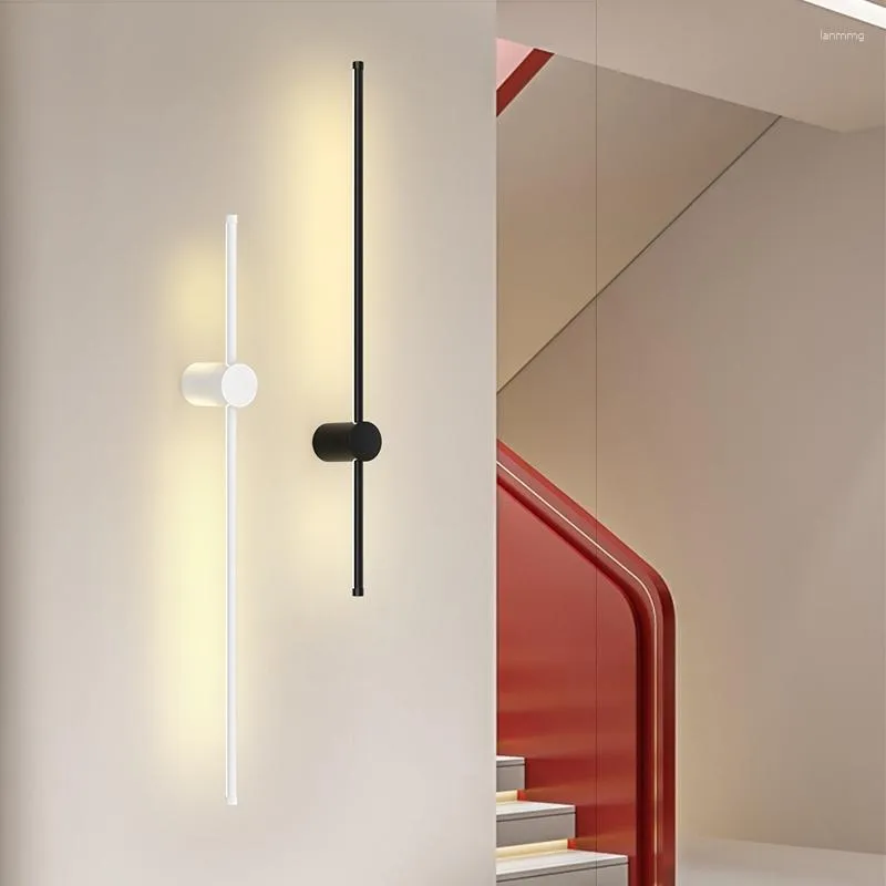 Настенные лампы Тимпаливаемые внутренние светодиодные лампы освещающие светильники для спальни гостиной черный белый интерьер коридор