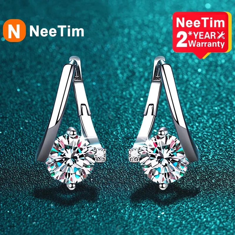 Charm Neetim 1 oorbellen voor vrouwen 925 Sterling Silver Ear Stud Hoops Diamond verloving Bruiloft Fijne sieraden Gift 230817