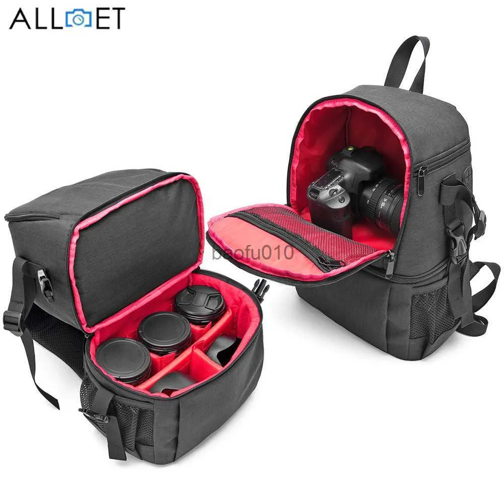 Camera Bag Accessories Alloyseed Oxford Fabric Waterproof Camera Bag Ryggsäck utomhus Digital DSLR Bag Video Foto Lens Pouch Fall för Canon Nikon HKD230817