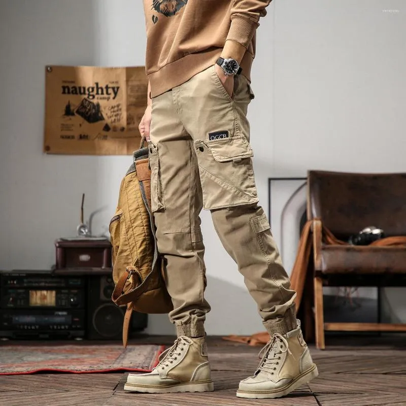 Mens Tactical Joggers With Autumn Pockets Black Khaki And Gray
