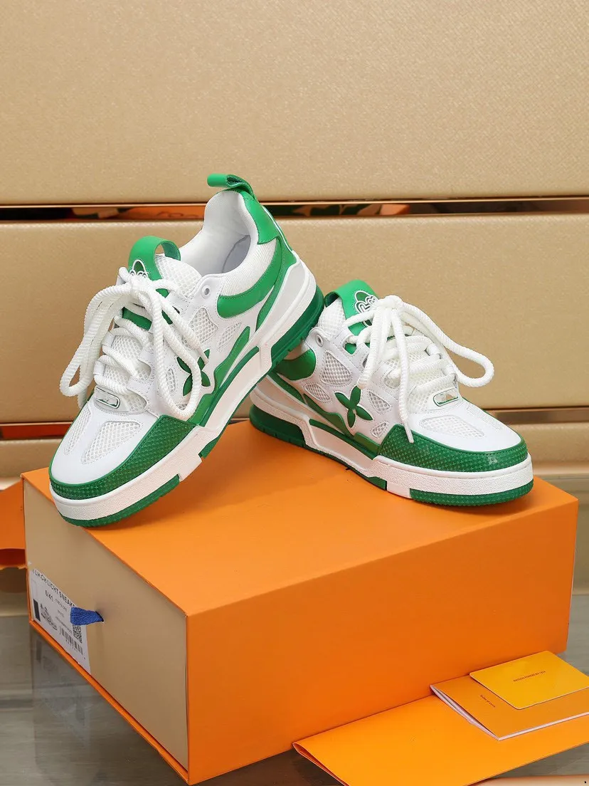 Chaussures décontractées de qualité Designer Luxury Trainer Sneaker Virgil Coube en cuir Abloh noir blanc vert rouge Plate-playtes plate-forme extérieure Marche L L