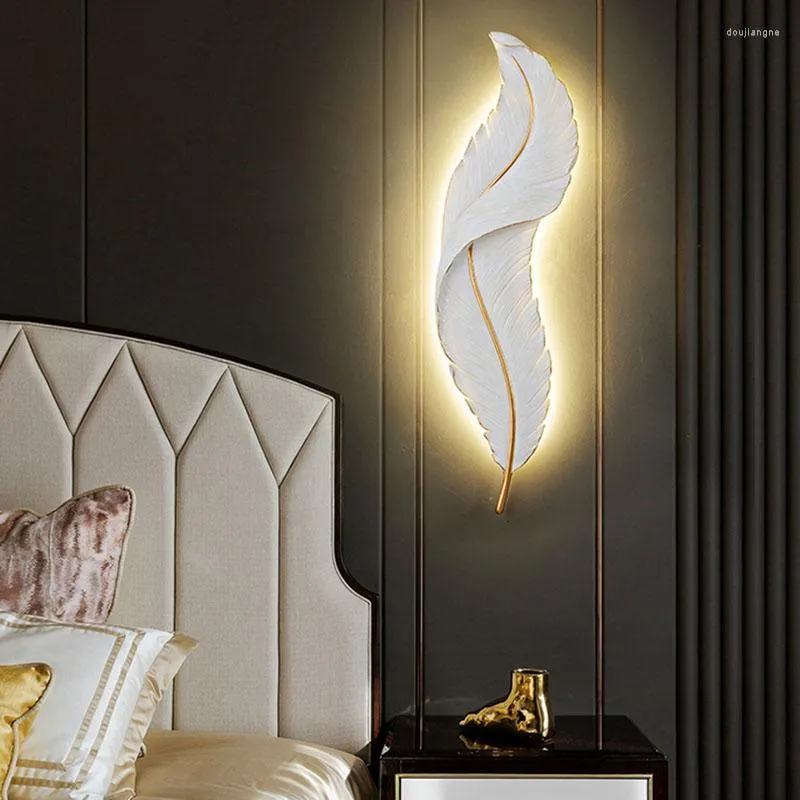 Lampka ścienna luksusowy nowoczesny sypialnia z piór nordycka salon telewizja tło dekoracyjne oświetlenie wewnętrzne do domu
