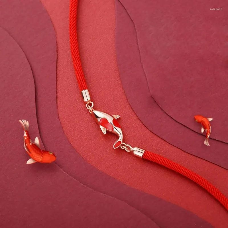 Pulseiras de link boa sorte pulseira corda trançada koi Red String Craft for Protection and Valentine Gift Couple Box