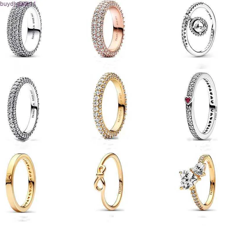 NDUZ RING 925 livres argenté Nouveau charme de mode original pandora dames full diamant rose or