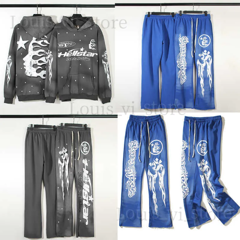 HellStar Sweatspants Wysokiej jakości List Flame Drukuj Hell Star Hip Hop Casual Pants Mężczyźni Kobiety T230817
