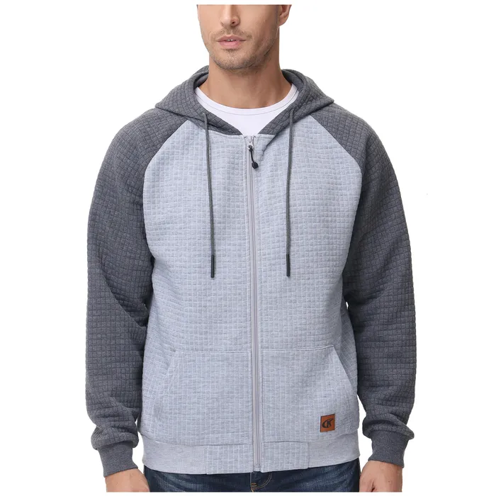 Herrspåriga mode Zip Up Hoodies Spring och Autumn Streetwear Casual Coat Hooded Sweatshirt Jackor med Kanga Pocket 230816