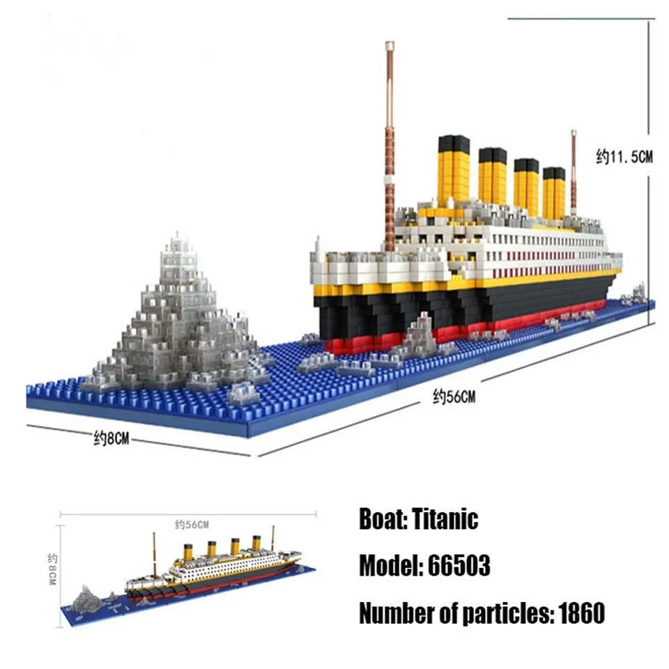 Atacado brinquedo Titanic Modelo Build Kit Personalizado Toy Boat Kid Creative DIY Toy 71043 Building Brick Titanic Build Block Crianças Brinquedos Presente Titanic Model Ship Titanic Ship