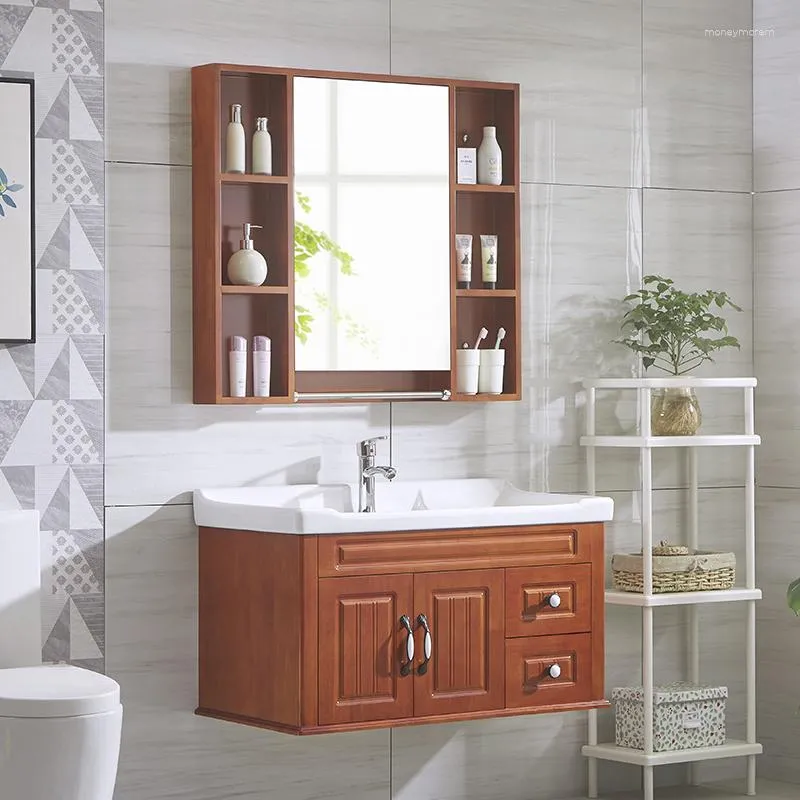 Bathroom Sink Faucets Oak Cabinet Combination Solid Wood Table Wash Face Basin Floor Type