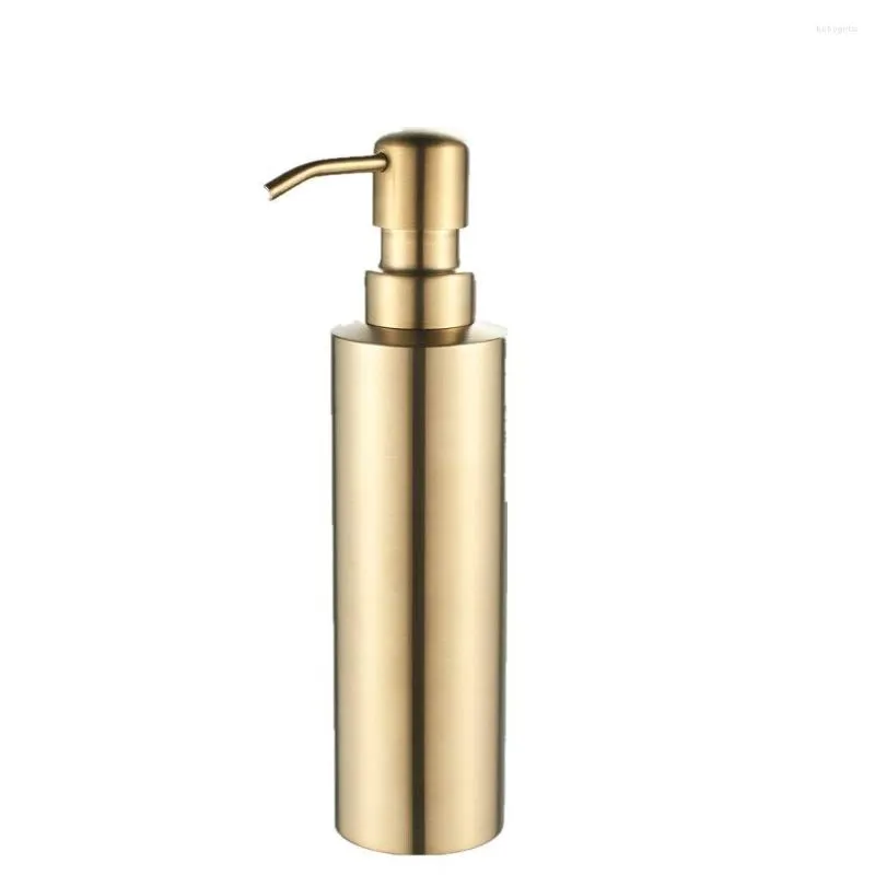 Liquid Soap Dispenser Brushed Gold Stand Stainless Steel Refillable Bottle For Bathroom Vanity Countertop