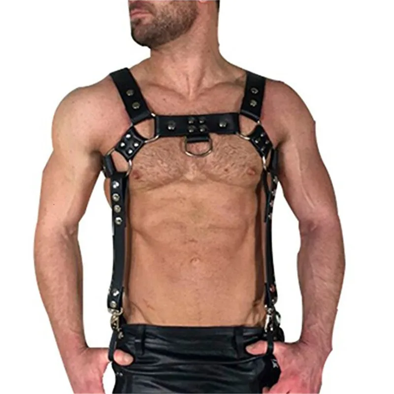 Andra trosor fetisch män sexuella gay sele bälten justerbara läder toppar kropp bröstsele rem erotiska rave gaykläder för bdsm sexspel 230817