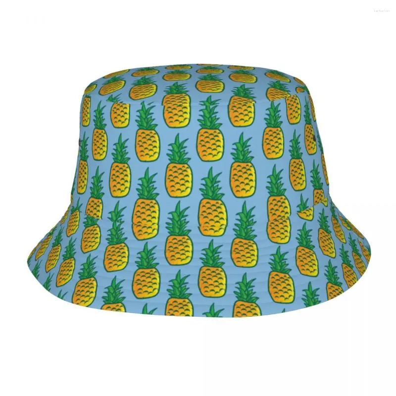 Basker ananas fruktmönster hink hatt män kvinnor unisex mode sommar fiskare