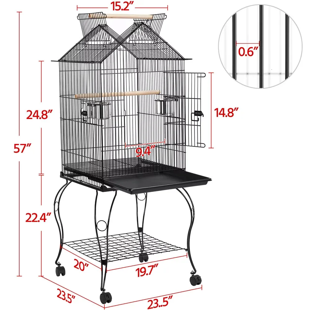 Fresh Look at Stainless Steel Bird Cage 57 Rolling Metal Parrot Cage With