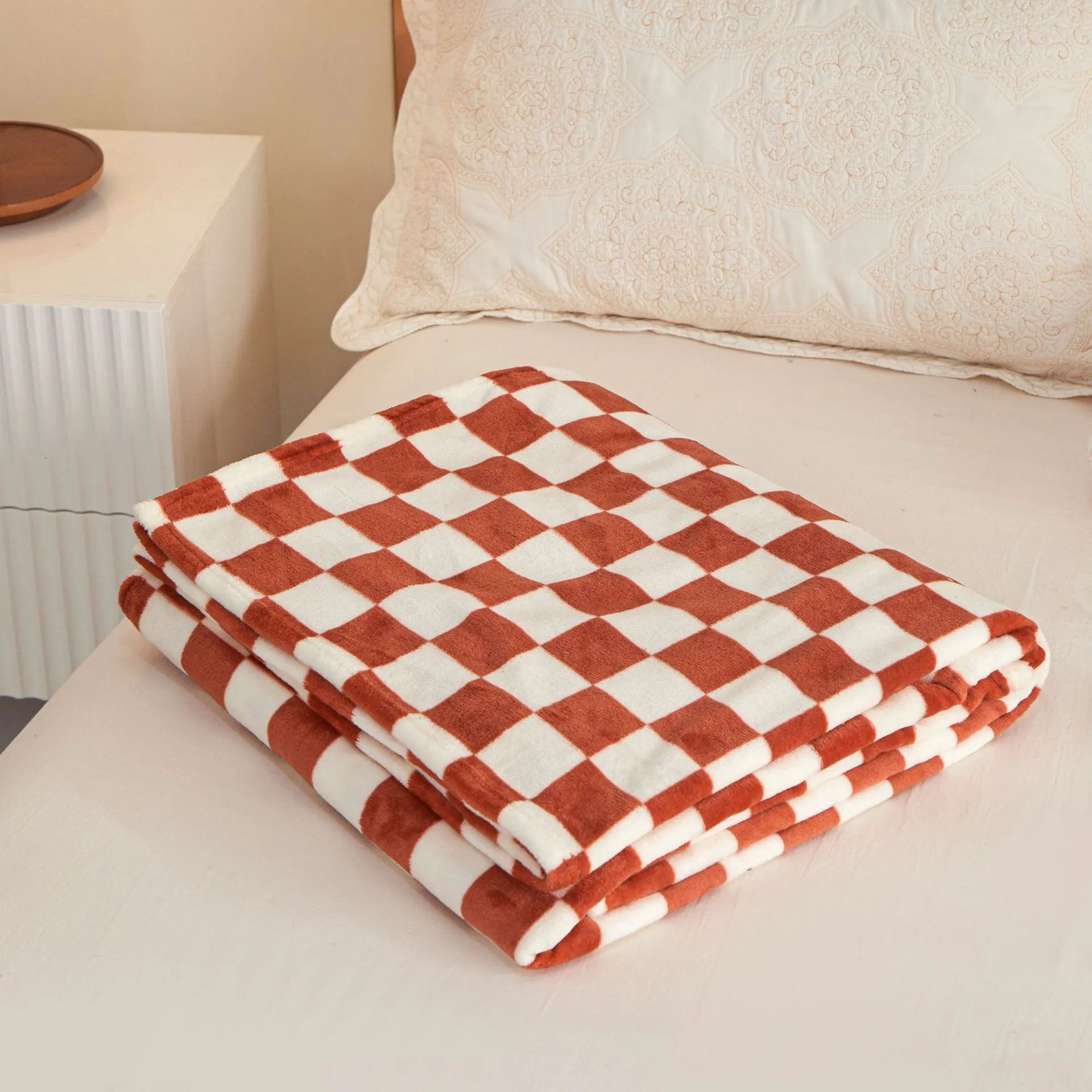 Couverture de flanelle de la grille d'échecs supérieure Corail de flanelle de lait épaissie Coral Fleece Nap Group Group Achat Gift Couverture Gift Wholesale