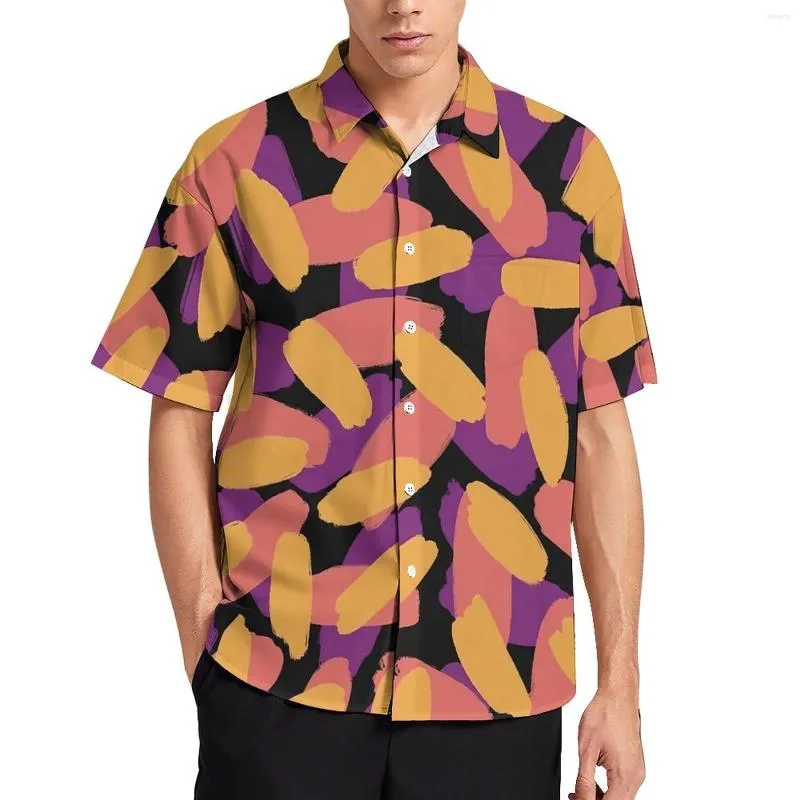 Camisas casuais masculinas Bloups Print Bloups Men Pintura abstrata Hawaiian Mangas curtas Padrão Padrão Trendy Oversize Shirt Birthday Gift