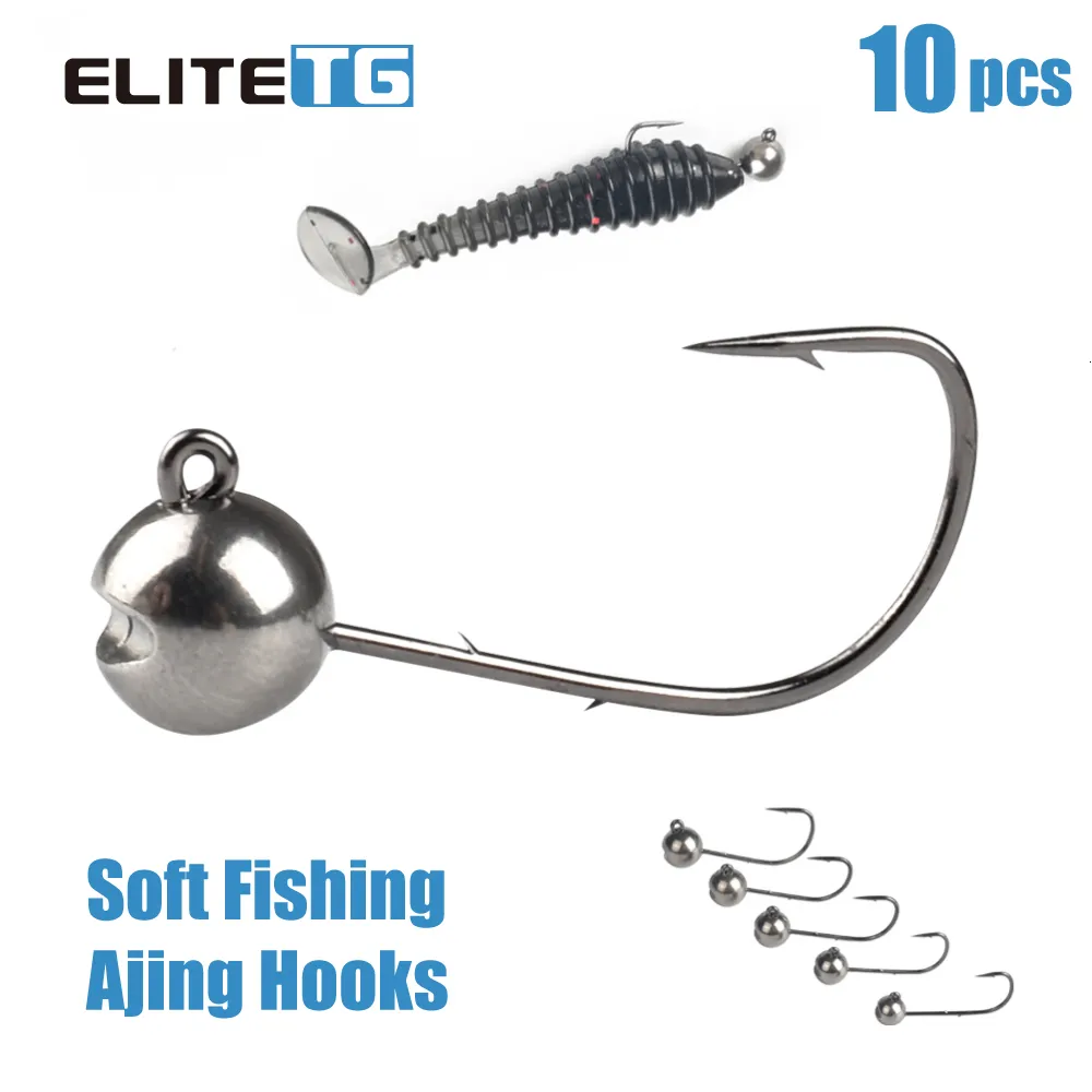 Fishing Hooks Elite TG Tungsten Jig Head Fishing Hook 1g/1.5g/2g/2.5g/3g Barbed Shaky Head Bass Salmon Rockfish Soft Lure MANTIS AJING Hooks 230816