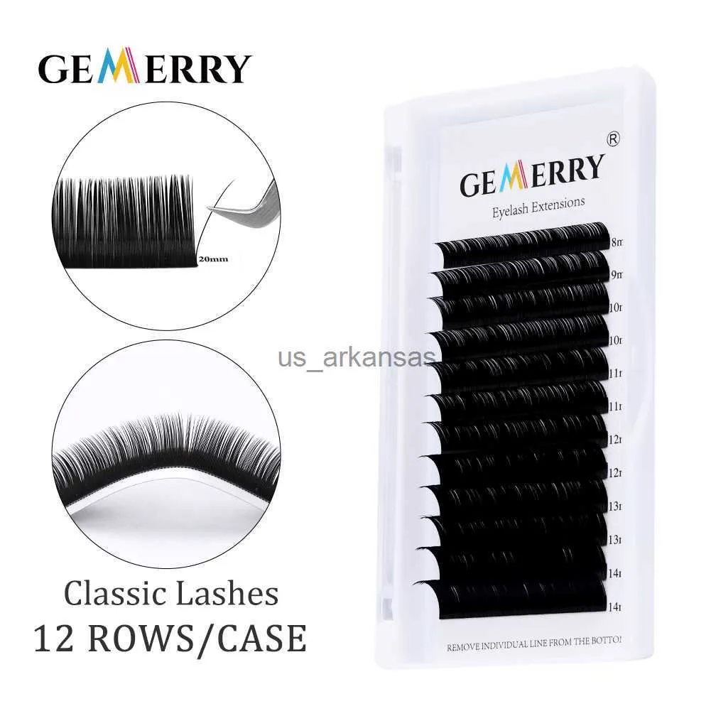 Falska ögonfransar Gemerry Classic Eyelash Extension Individiga falska fransar handgjorda 8-14/15-20/20-25mm blandningslängd Faux Mink Eyelashs Extensions HKD230817