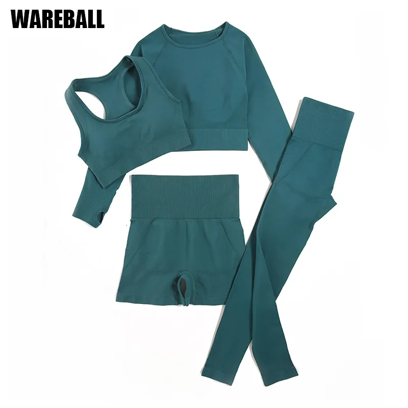 Outfit yoga Wareball 2/3/4 pezzi senza saldatura da yoga set da palestra vestiti sportivi abbigliamento da yoga per donne set di fitness set tracce di set di tracce sportive glem limgings 230817