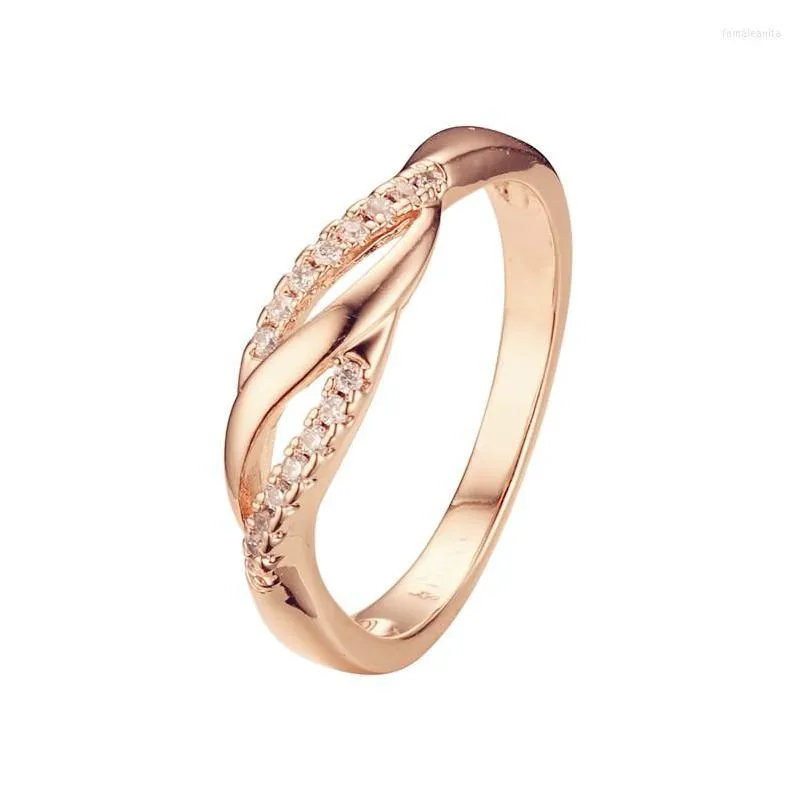 Rings Fashion Ladies 585 Gold Gioielli in oro Design zircronico cubico bianco per le donne Drop Delivery Ring Dh1yi