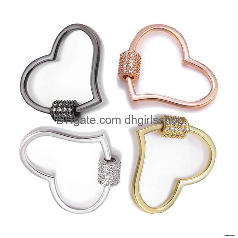 Clasps Crochets Riversr CZ Micro Pave Vis blanc rose rose pistolet noir pêche coeur en cuivre zircon pendant connecteurs