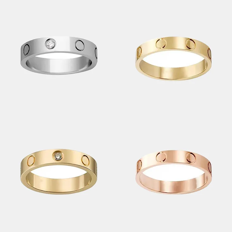 Classic Love Designer Titanium Steel smycken Män och kvinnor Par Wedding Ring Valentine's Day Gift Never Tarnish Nonallergic Width 4/5/6mm