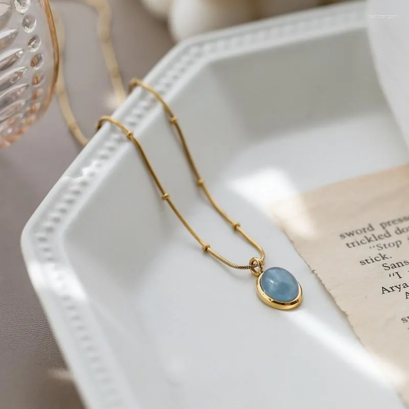 Anhänger Halskette Blaue Halskette 2023 kleines Luxus -Design Sinn -Schlangekette koreanische Modeschmuck für Frauen Vintage