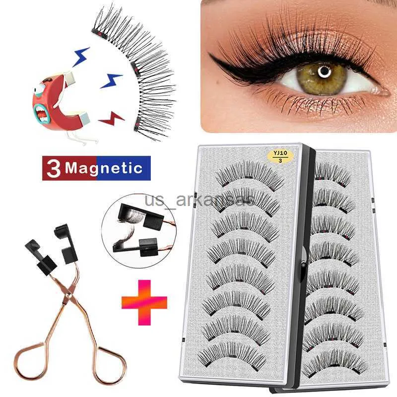 False Eyelashes LEKOFO 3 Magnetic False Eyelashes With Tweezers 3D Natural Faux Cils magnetique Mink Lashes Magnetic lashes Eye Lashes Set HKD230817