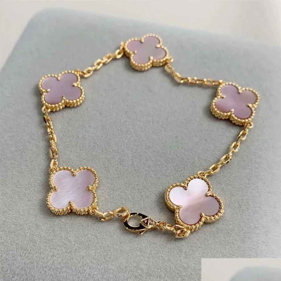 Designer 2023 Luxury Clover Bracelet Mother Of Pearl 18K Gol Love Bangle Shining Crystal Diamond Jewelry