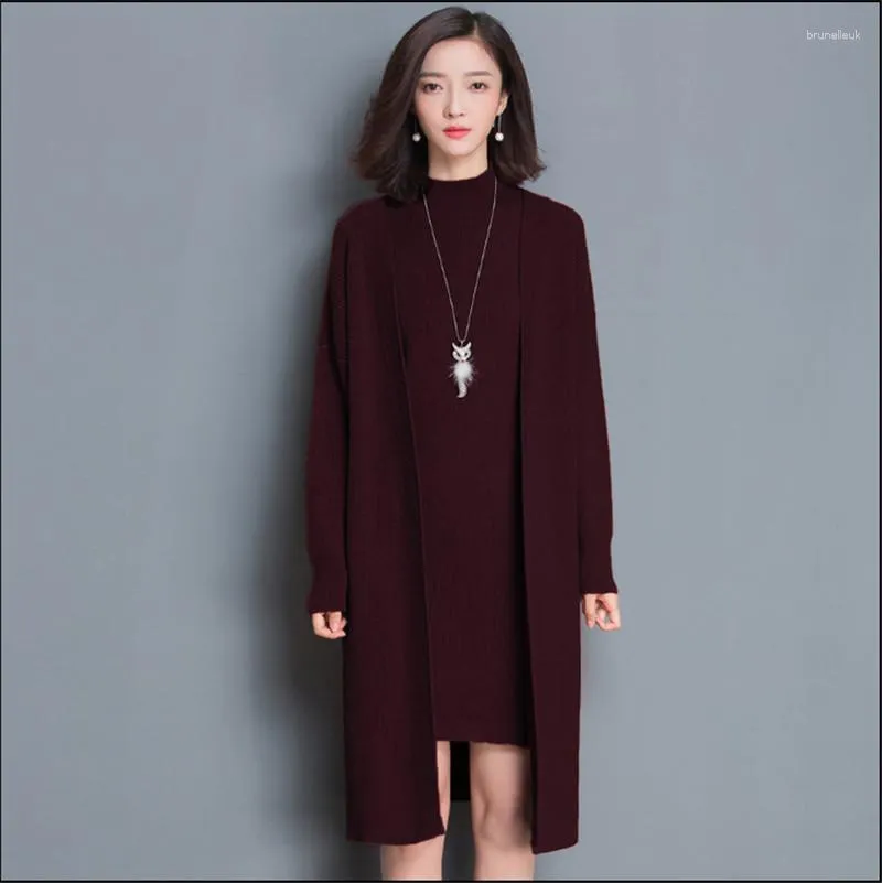 Women's Knits 2023 Women Sweater Knitted Dress Loose Female Cardigan Black Set Autumn Winter Casual Slim Sweaters WXF595 's S