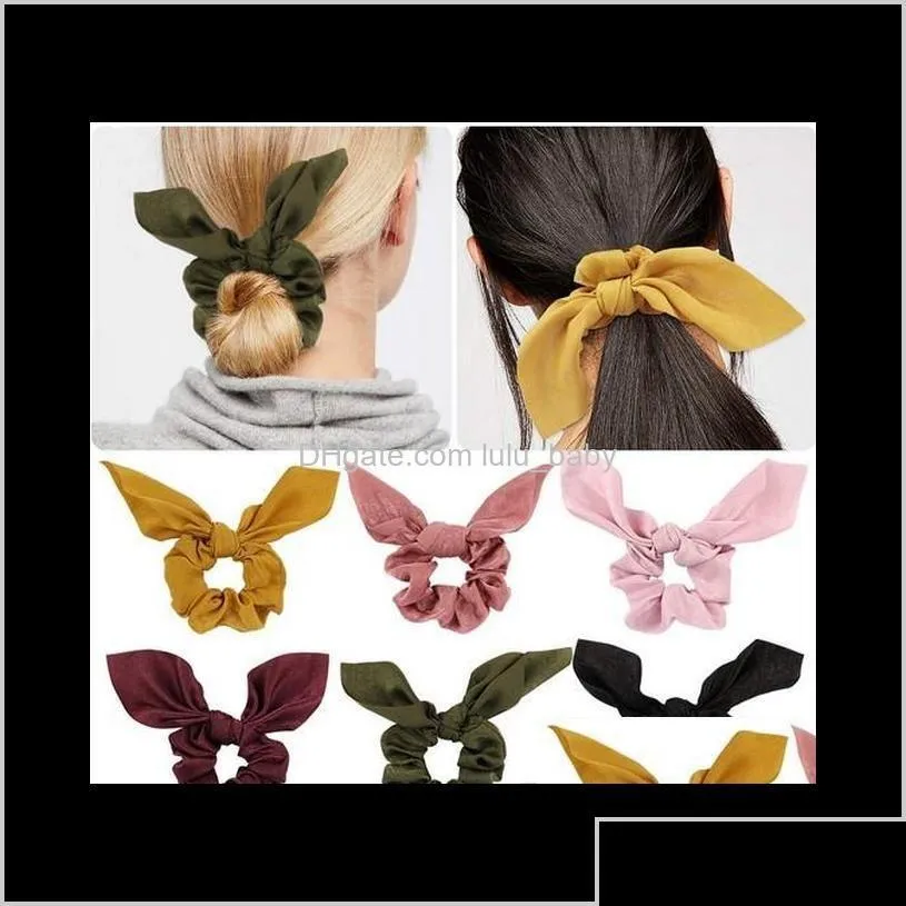 Hair Rubber Bands Bow Satin Silk Scrunchies Accessories Women Ladies Young Assorted Colors Go2Ai Irgyp Drop Delivery Jewelry Hairjewel Dhitq